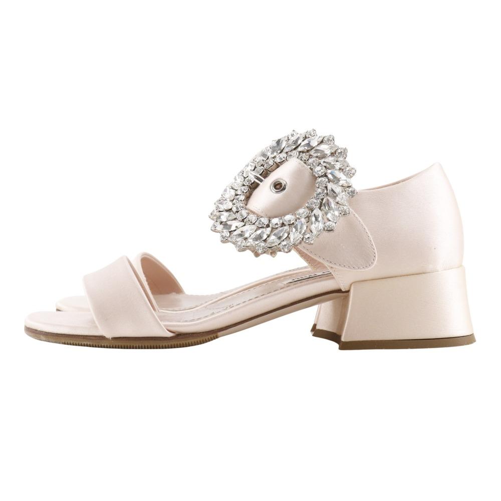 MIUMIU Bijoux Sandals Baby pink Satin Women Used