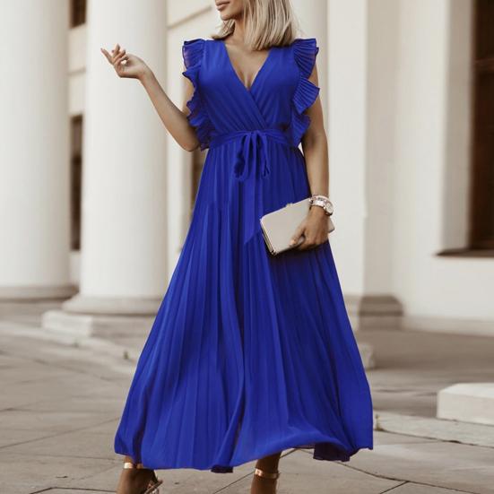 Lady Petticoats Übergröße Damen Kleid Einfarbig Schnürung Sommer Sexy Großer Saum Langes Kleid für Bankett