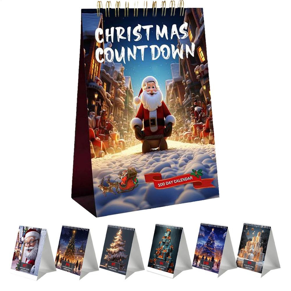 

100 Days Christmas Countdown Calendar 2025 - Tabletop & Wall Hanging Decor for Home, Office, Party червоний