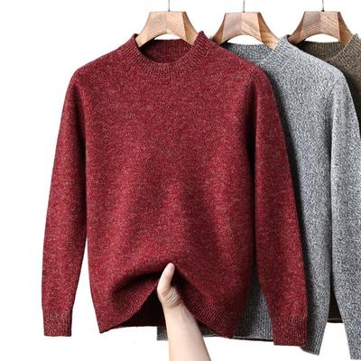 Men's 100% Pure Wool Round Neck Thick Sweater