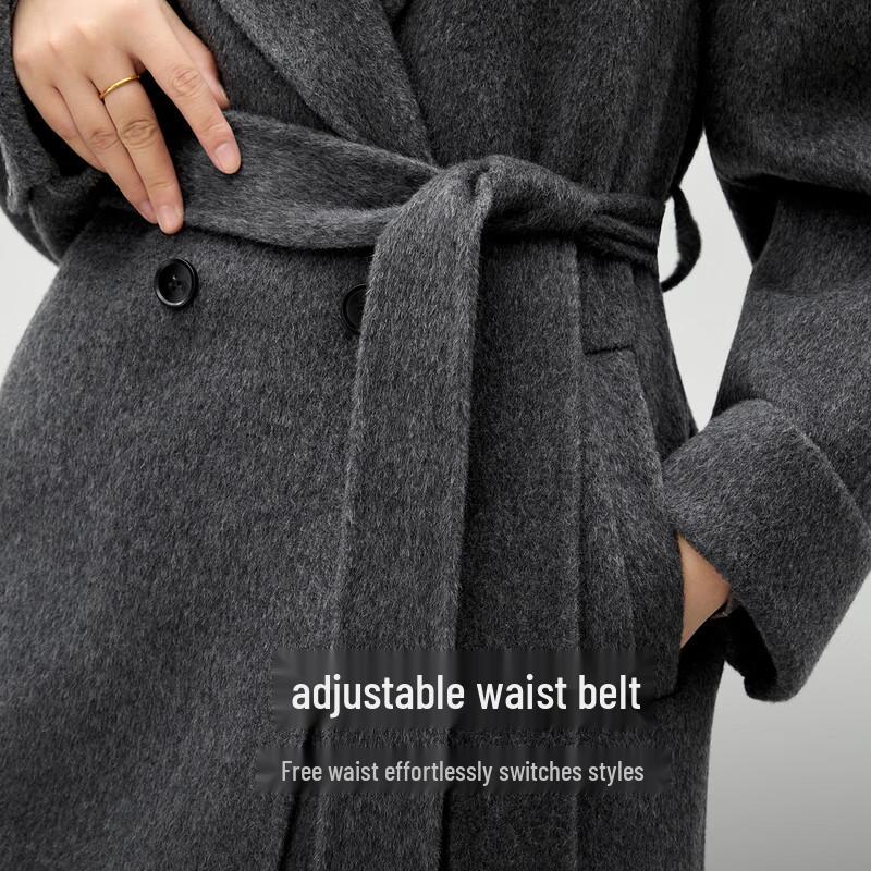 Qiusbiyiren Elegant 100% Merino Wool Suit Collar Coat