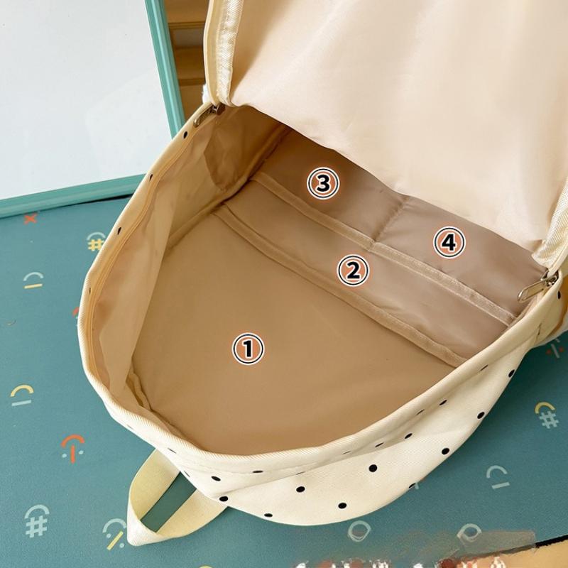 Kawaii Rosa Gepunkteter Spitzenrüschen-Rucksack für Mädchen Japanischer JK-Stil Kreuzschnürung Schultasche für Grund- und Mittelschüler Niedliche Reisetasche