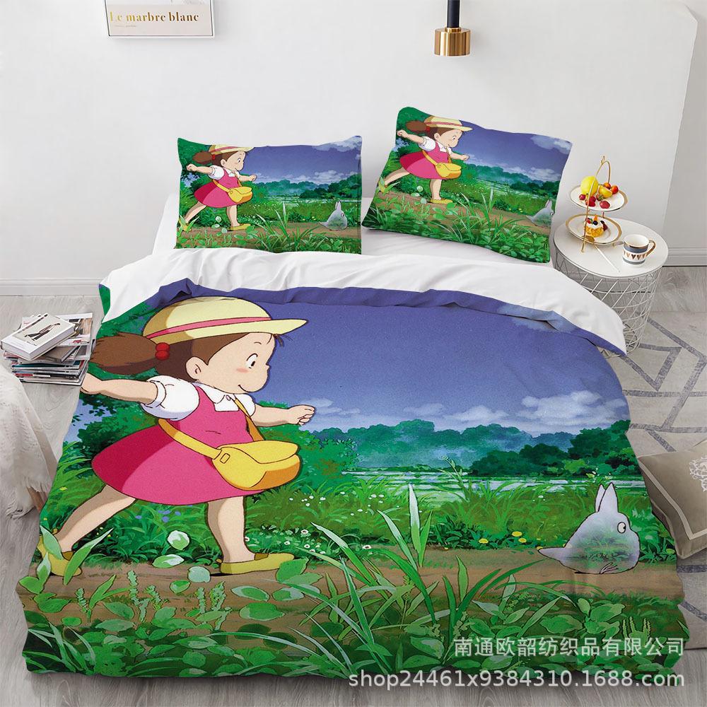 3D Digital Printing Cartoon Animation Chinchilla Bedding Three-Piece Set, Quilt Cover Pillowcase Four-Piece Set