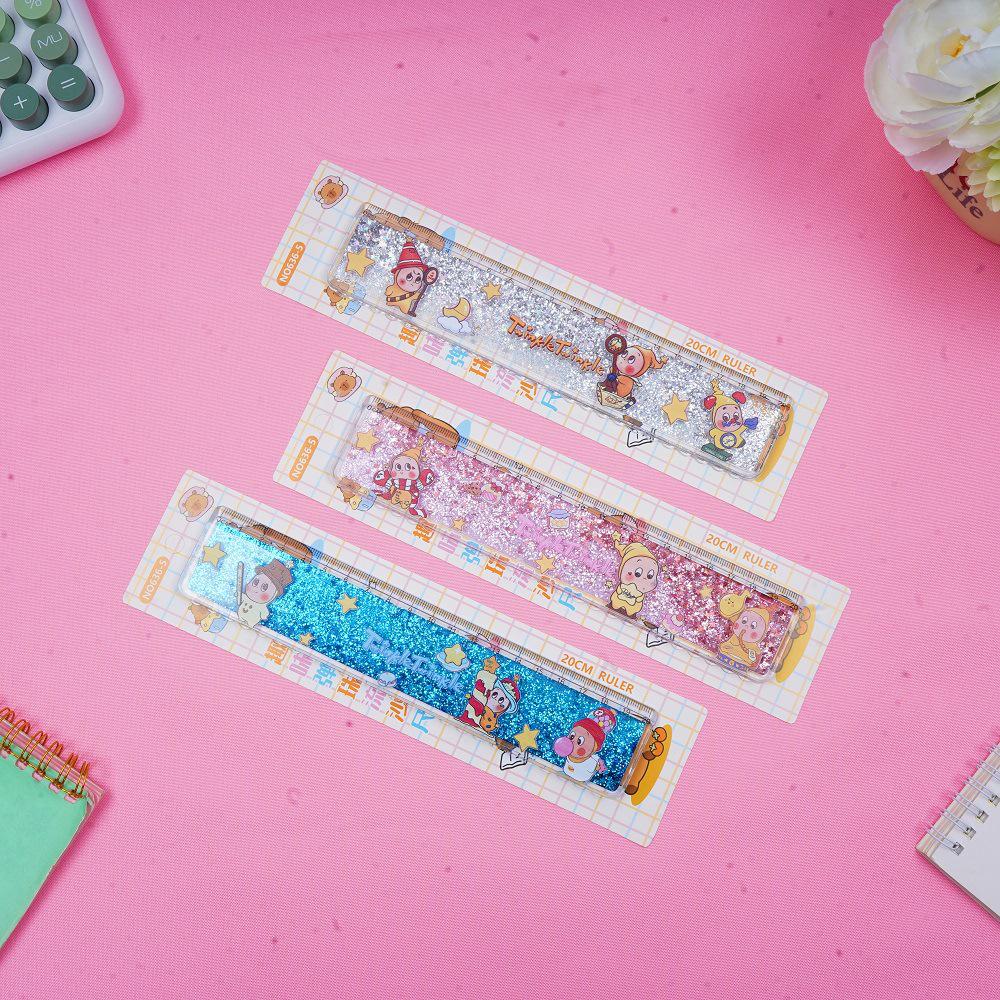 Delta Action Quick Sand Cartoon Ruler - Cute 20cm Straight Ruler for Kids and Students 20cm