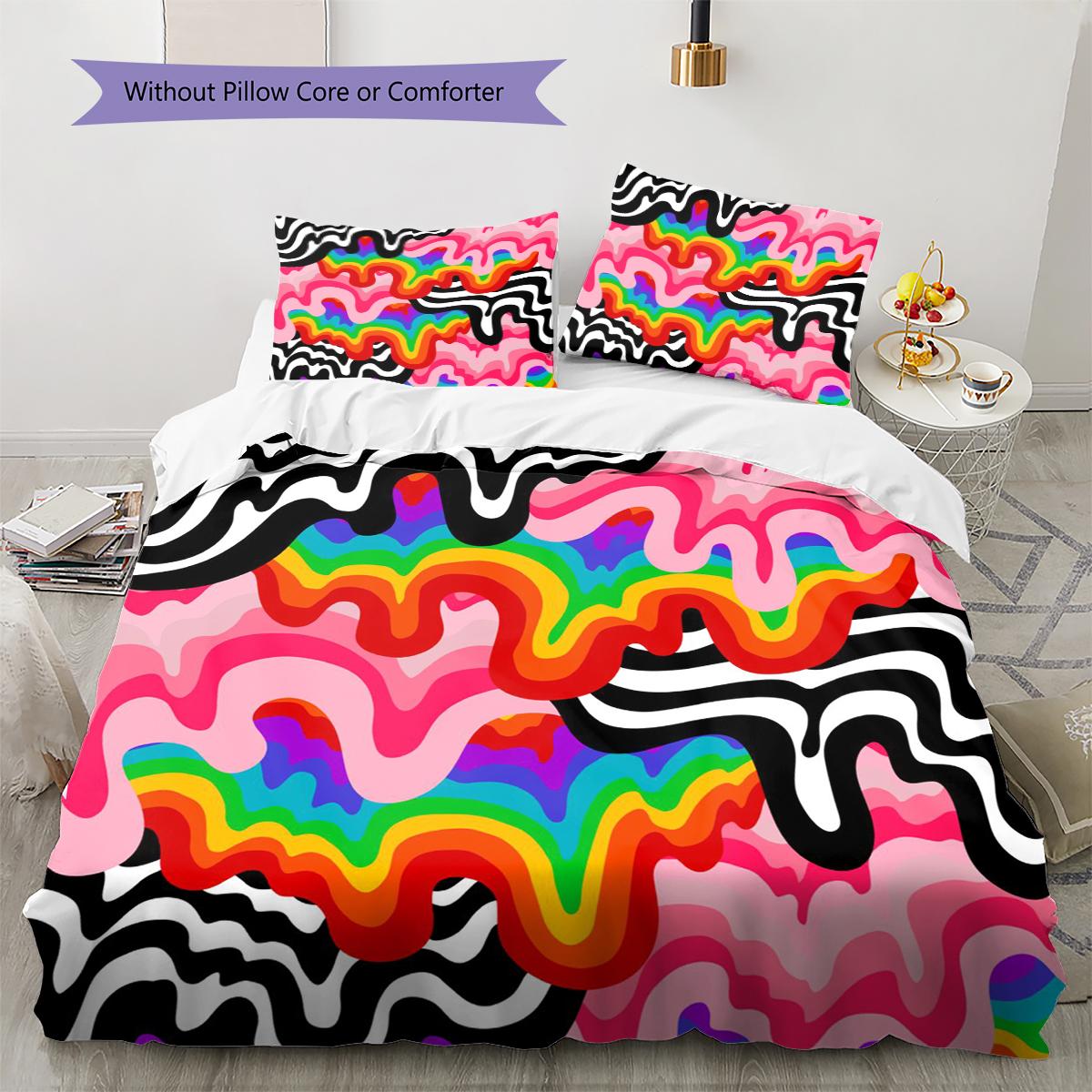 

Rainbow Glitter Pattern Bedding Quilt Set Quilt Cover Pillowcase Home Decoration Gift (1 * duvet cover + 2 * pillowcase, without core) 135x200cm