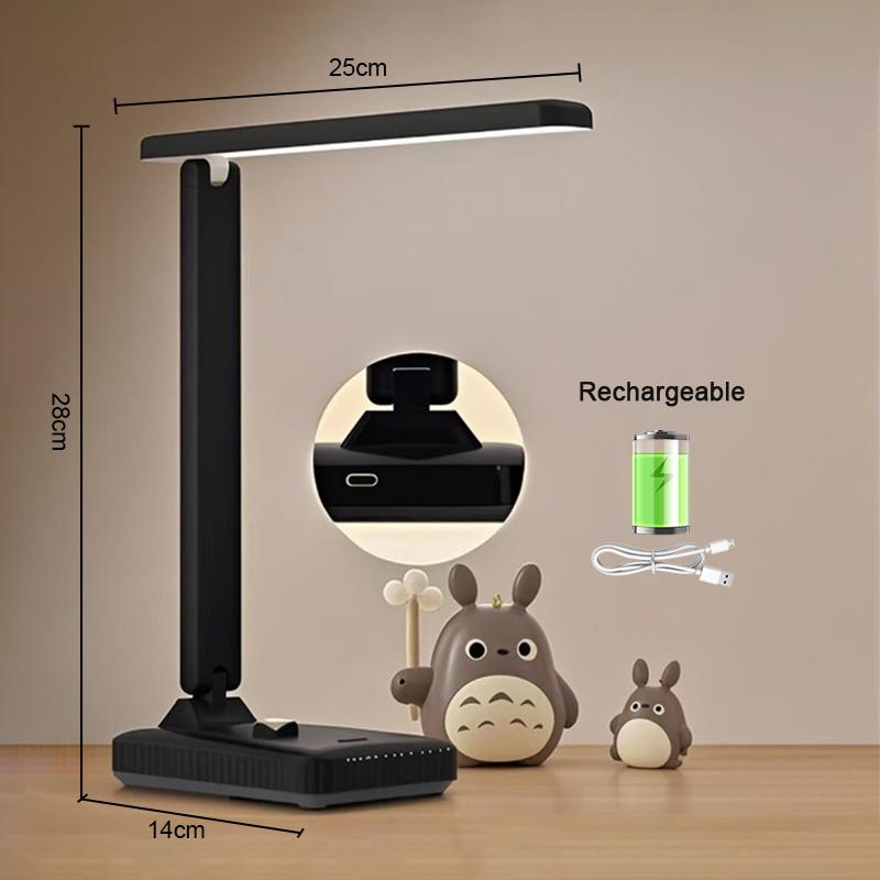USB Rechargeable Table Lamp LED reading Light Eye Protection 3 Levels Dimmable Touch   Foldable Bedside Student Dorm Desk Lamps