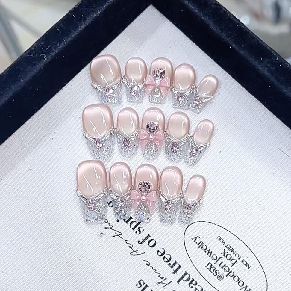 Pure Hand-woven Armor Bow Lolita Three-dimensional Hand-painted Butterfly Cat Eye Nail Art Patch