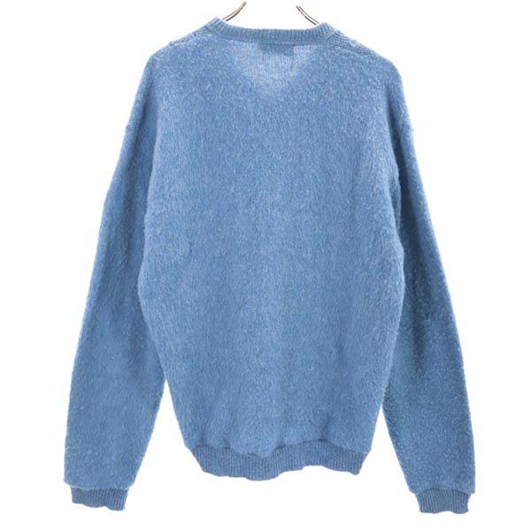 Sears 60s 70s Mohair Long Sleeve V Neck Knit L Blue Sweater Men's Used