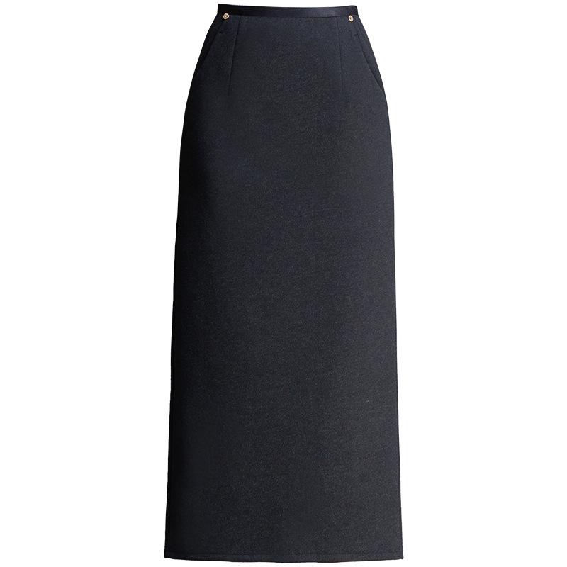 Women's High-Waisted Tweed Midi Skirt - Winter 2025 Slim Fit with Back Slit