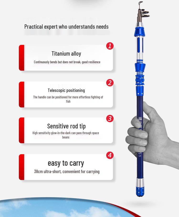 Telescopic Carbon Fiber Sea Fishing Rod - Long Cast Raft Rod with Lure 