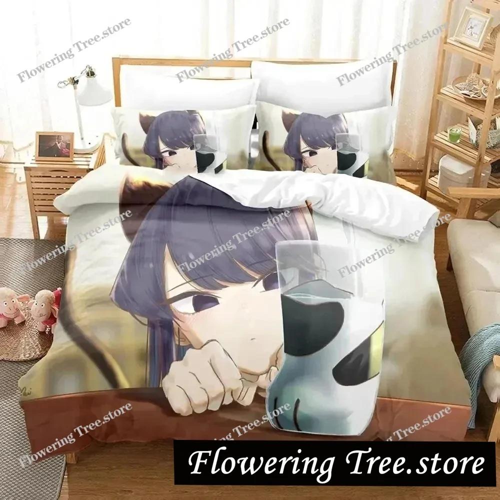 3d Anime Komi-san wa, Komyushou desu Bedding Set Boys Girls Twin Queen Size Duvet Cover Pillowcase Bed Kids Adult Home Textiles