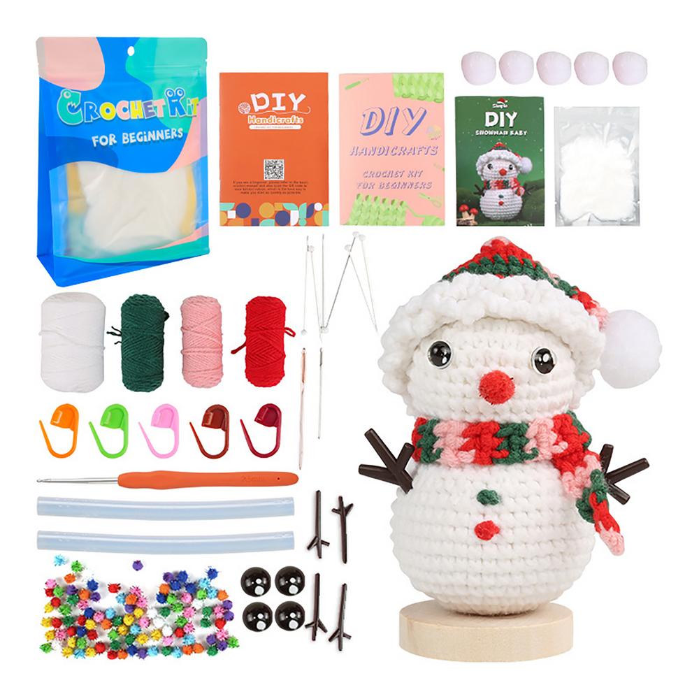 Santa Claus Crochet Kit Wool Doll Making Materials With Video Tutorials Gingerbread Man Snowman Crafting Supplies For Teens