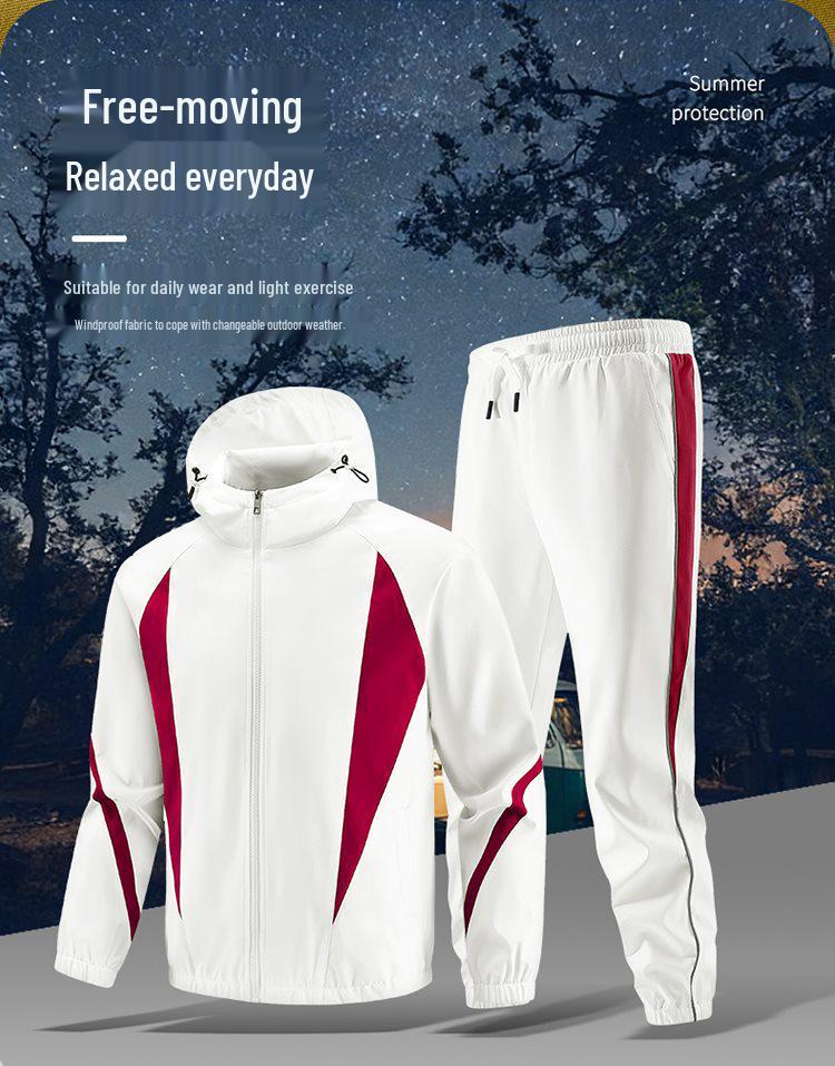 Men's Spring/Autumn Loose-Fit Sports Suit: Stand-Up Collar Jacket & Long Pants Two-Piece Set