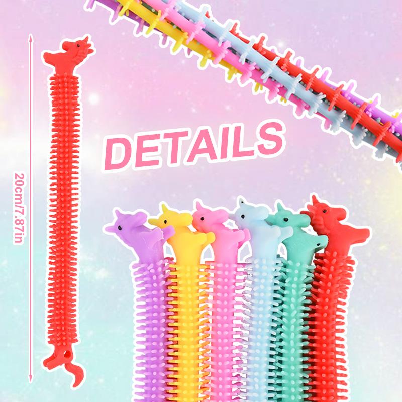 6-24pcs Funny Unicorn Pull Worm Stretch String TPR Rope Children Anti Stress Fidget Toys Birthday Party Favors Gifts for Guests