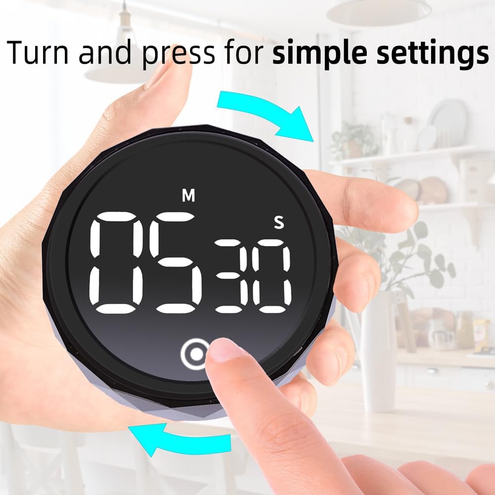 Kitchen Timer, Digital Visual Timer, LED Display, Countdown Timer, Adjustable Volume, Suitable for Teaching Cooking and Baking, Suitable for Children