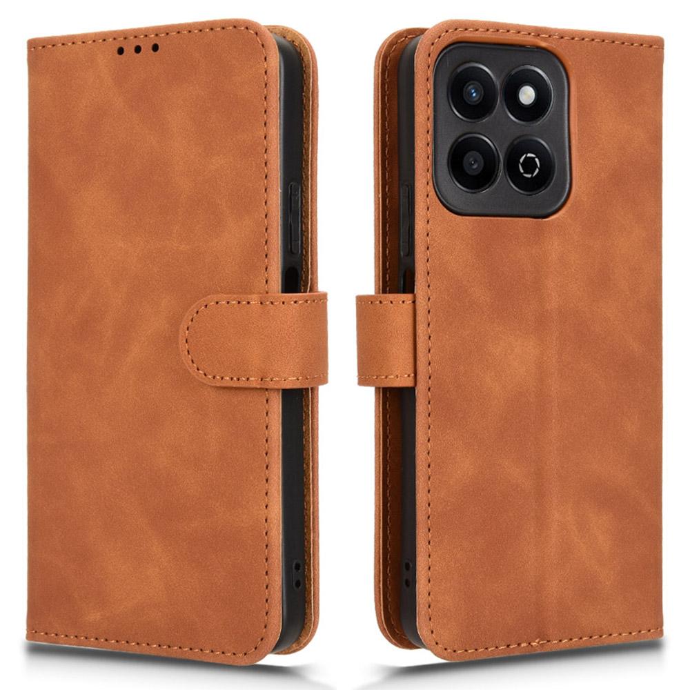 

Для Honor Play 60 Plus 5G Кожаный чехол с текстурой кожи, устойчивый к царапинам, чехол-кошелек для телефона Brown