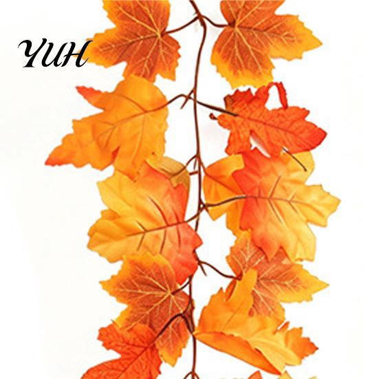 Wiederverwendbare künstliche Girlande 100/175/200CM Ahornblatt-Girlande, UV-beständige künstliche Herbstblätter Herbst Dekoration Rattan Rattan, Realistische Hänge
