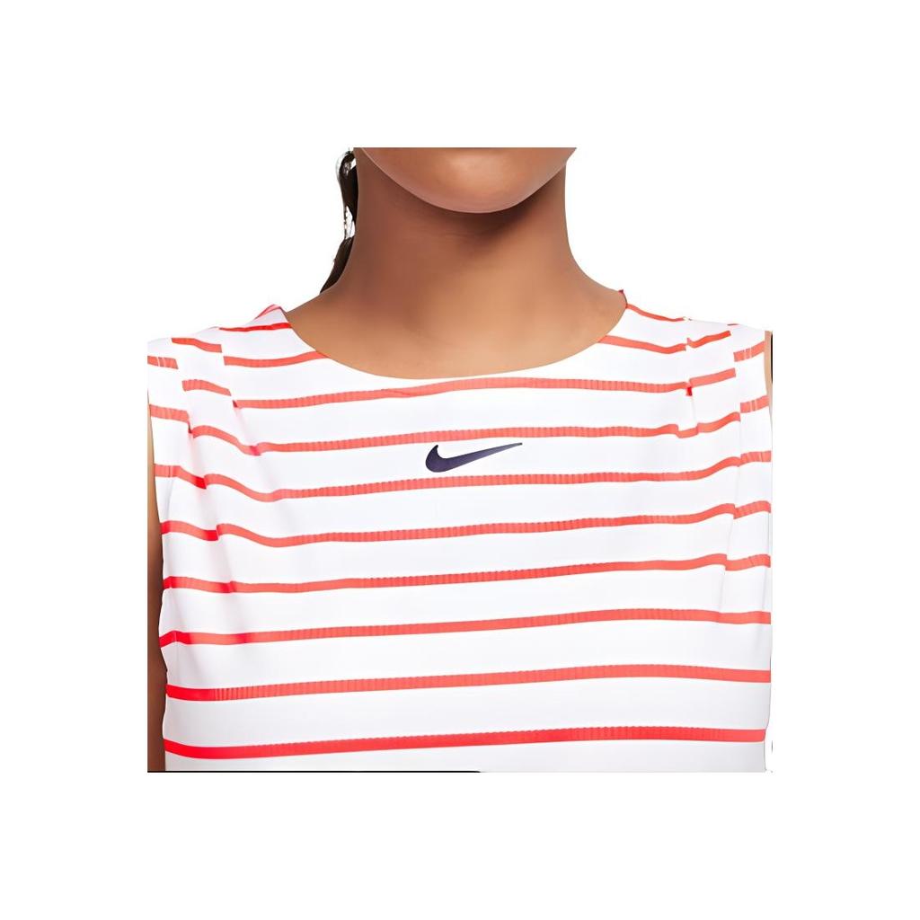 Nike court Dri-Fit Maria Striped Logo Tennis Tank Top Women Tops White Red CI9371-101