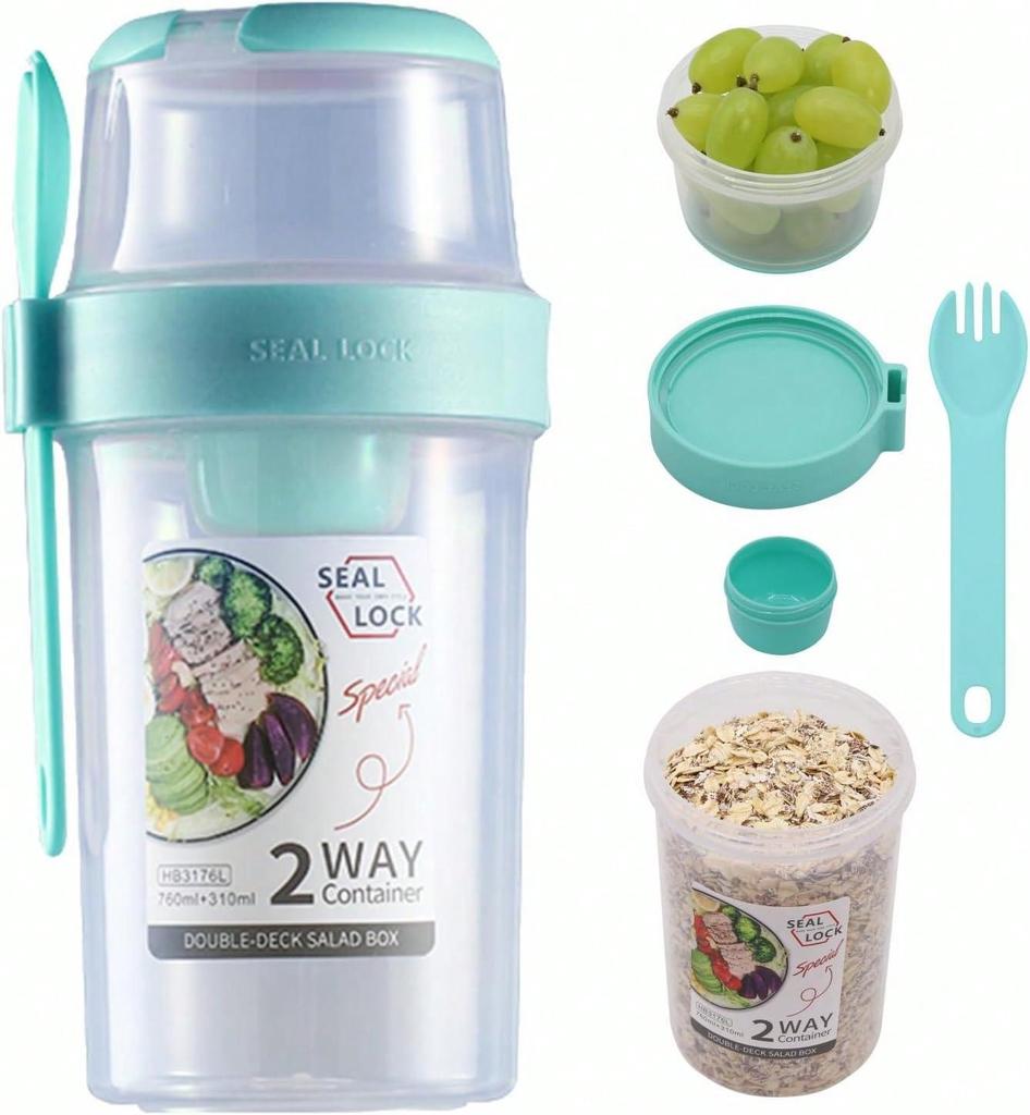 Overnight Oats Containers with Lids,Oatmeal Container To Go with Lids and Spoon Leak-proof ,Breakfast On The Go Cup
