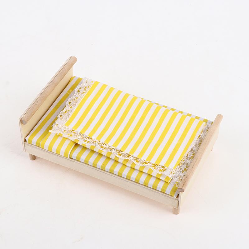 1:12 Puppenhaus Mini Möbel Schlafzimmer Micro Szene Modell Holz Stoff Doppelbett
