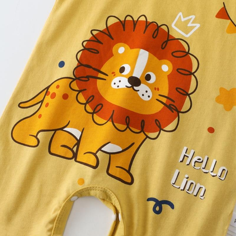 Summer Printed Newborn Baby Cotton Linen Bodysuits Boy and Girl Cartoon Romper Jumpsuit Soft Skin-friendly Thin Comfy Romper