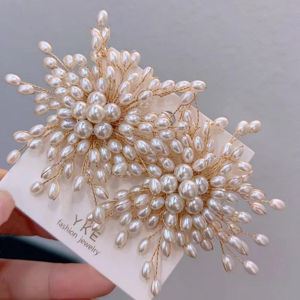 

Women s Accessories Fireworks Earrings Bridal Jewelry Beaded Peal Earrings Travel Vacation білий