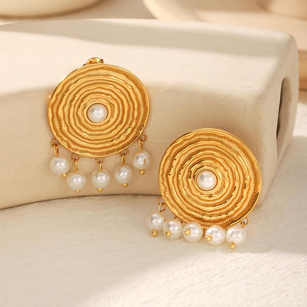 Luxury European & American Tassel Pearl Stainless Steel Earrings