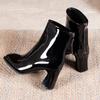Pointed Toe Women Ankle Boots Black White Pink Sock Booties Thick High Heels Fashion PU Shoes Woman Winter Botas Size 35-40