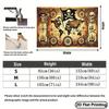 Vintage Pirate World Map Tapestry - Skull & Compass Wall Hanging Decor