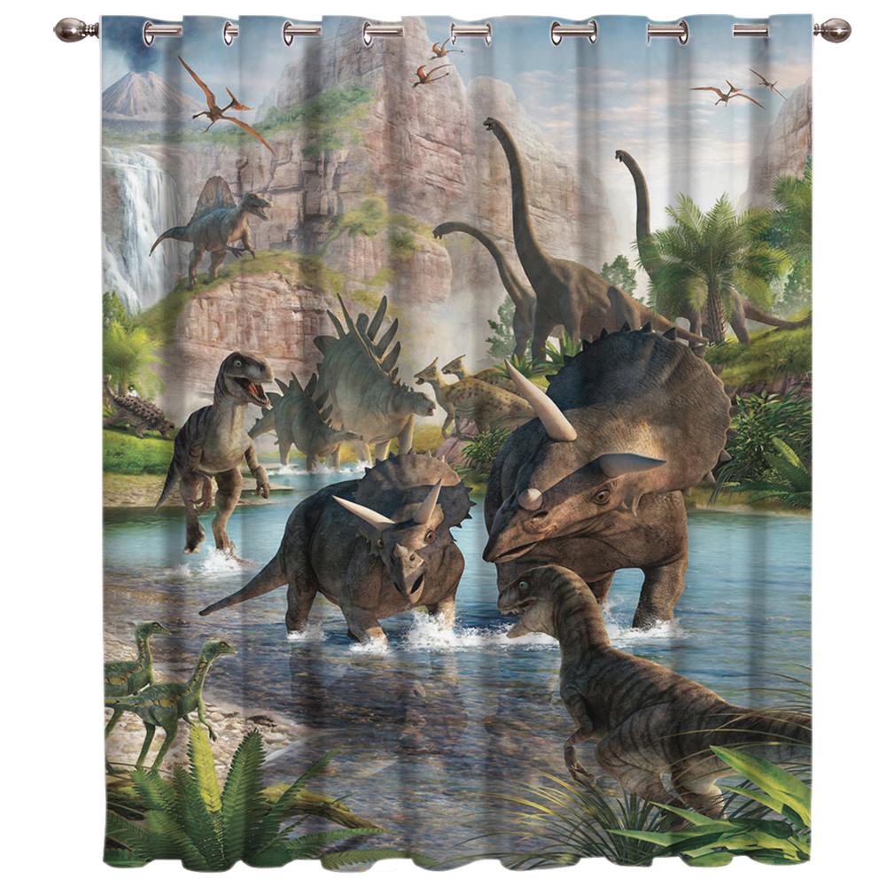 Dinosaur Cartoon Window Curtains Curtains for Living Room Decorative Items Living Room