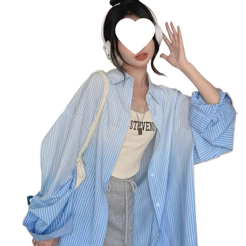 Gradient Striped Summer Jacket - Casual, Loose, and Lightweight for Couples