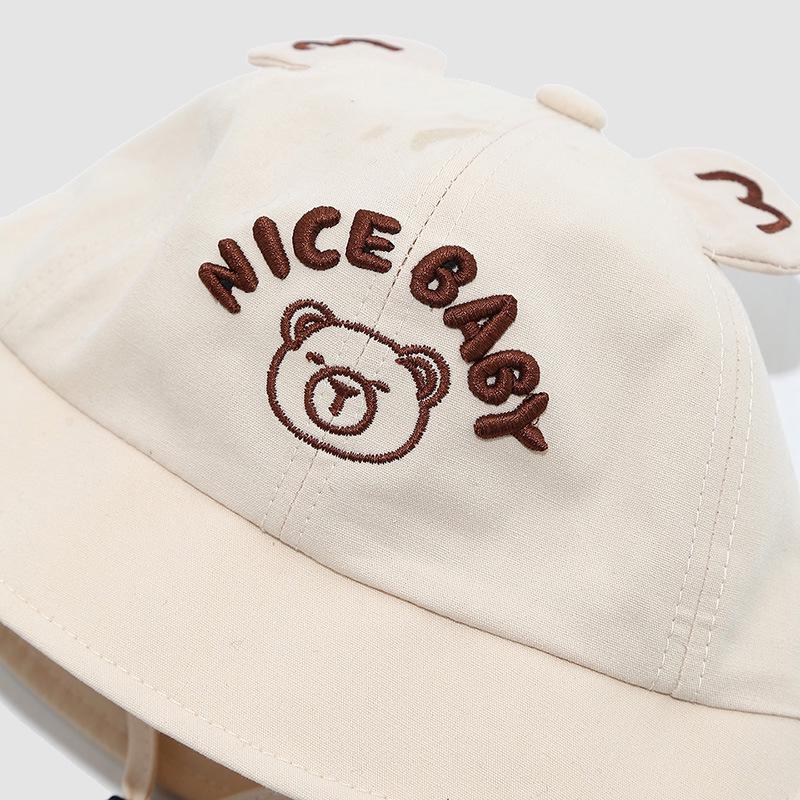 Spring & Autumn Baby Bear Double Brim Sun Hat - Breathable, Cute Unisex Bucket Hat for Boys & Girls