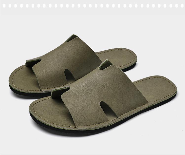 Men's Large Genuine Leather Flip-Flops: Breathable Cowhide Soft Sole Beach Slippers