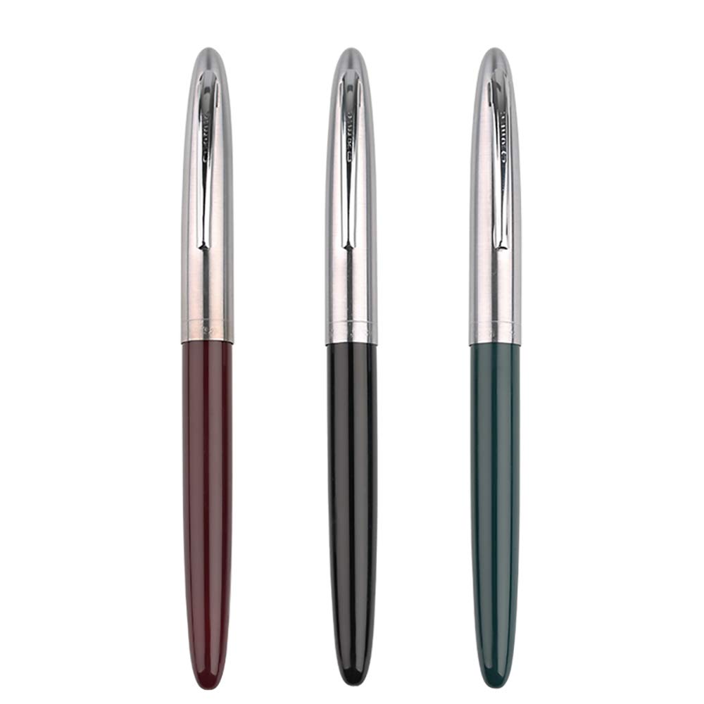 Lanxivi 3pcs Genuine Hero 329 Fountain Pen Fine Nib Gold Arrow Pattern Stainless Steel Cap