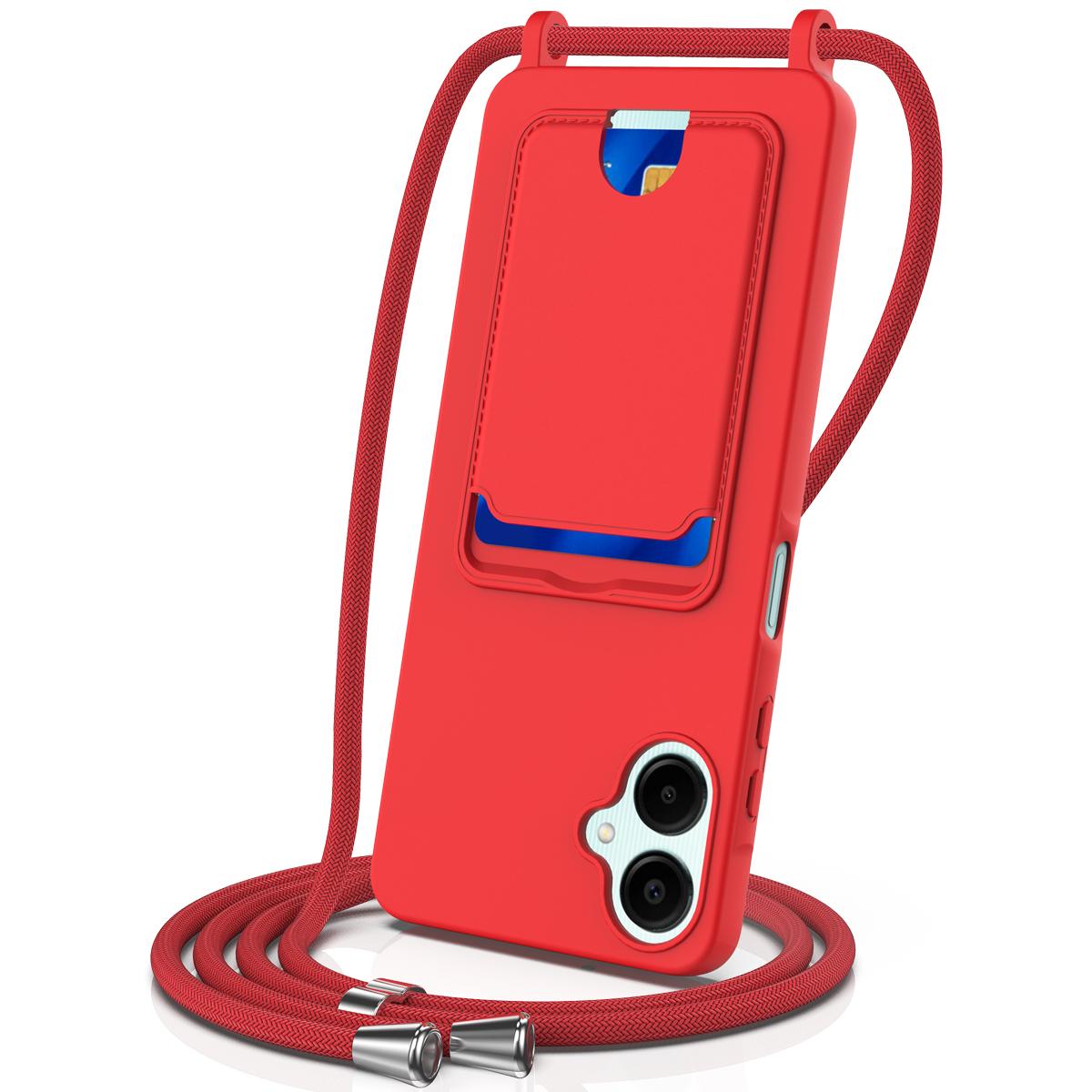 

Чохол для Samsung Galaxy A06 5G Рідкий Силікон Тримач для Карт Задня Кришка Телефону зі Шнурком B