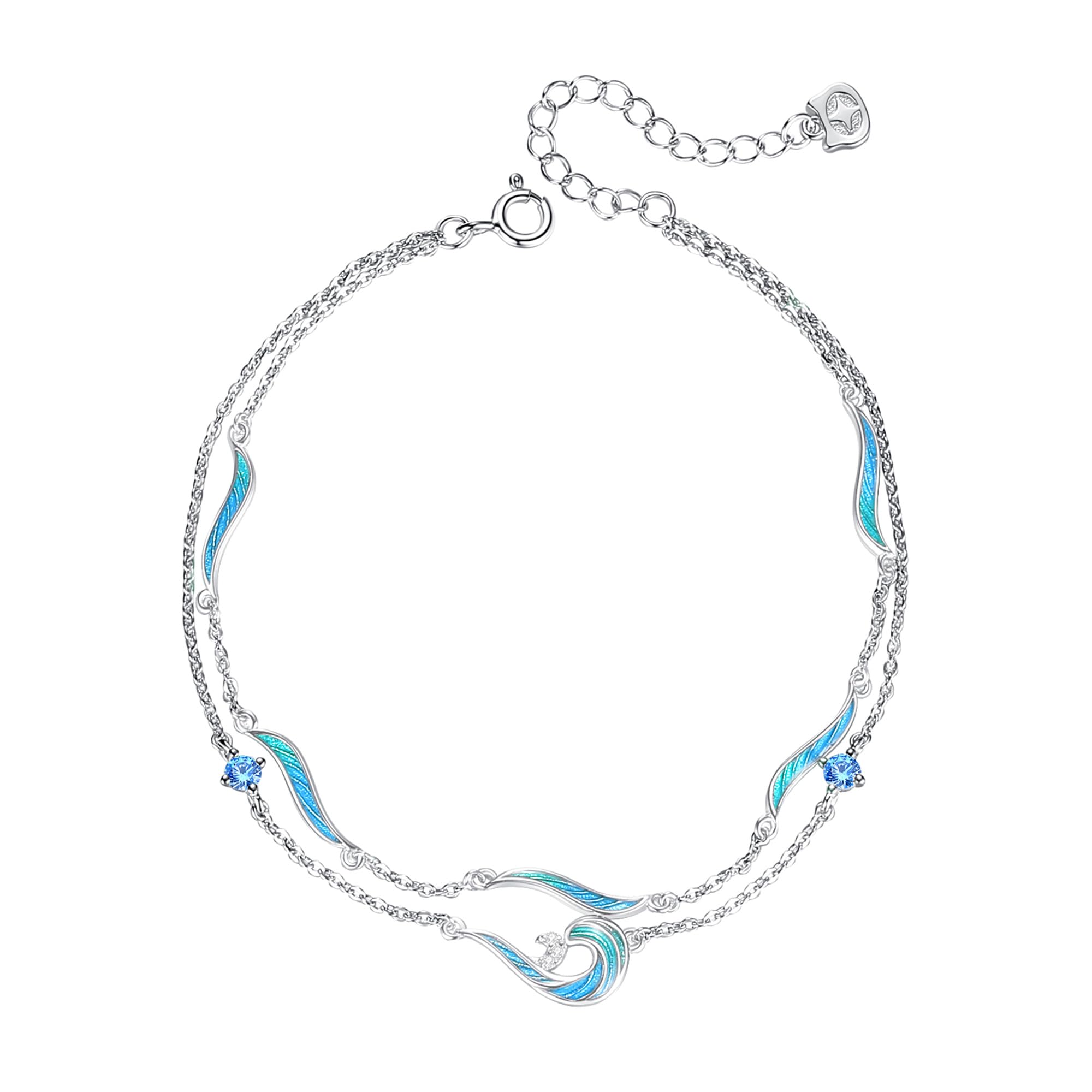 

Anklet Popular for Leaving It on Silver 925 Metal Allergy Friendly Naniwa Motif Sea Breeze Design White Gift [Silver Thunder] Women s - Day/Birthday