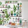 Modern Watercolor Plant Cactus Floral Shower Curtain with Hooks - Waterproof Shower Curtain for Bathroom Home Decoration Curtain