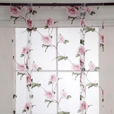 Beautiful Flower Voile Curtains Window Balcony Room Decoration