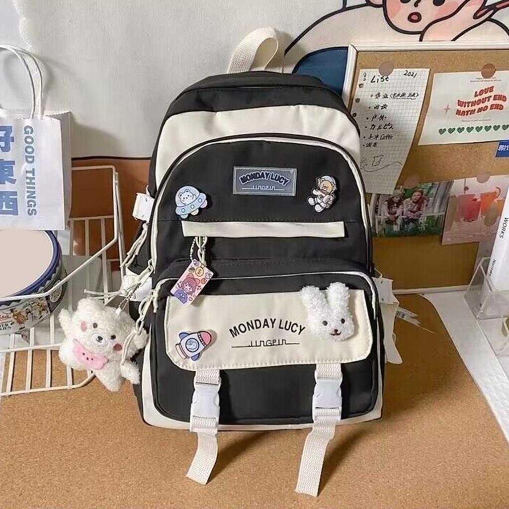 Stylish Nylon Backpack School Backpacks Laptop Backpacks School Bag for Middle School Girls and Elementary Students