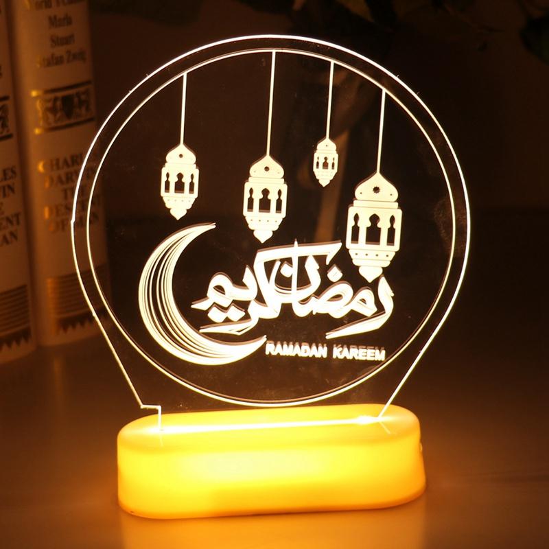 Round Moon Light Eid Mubarak Decor Islam Ramadan Decoration Eid Gifts Islamic Muslim Party Decor Ramadan Eid Adha Decor for Home