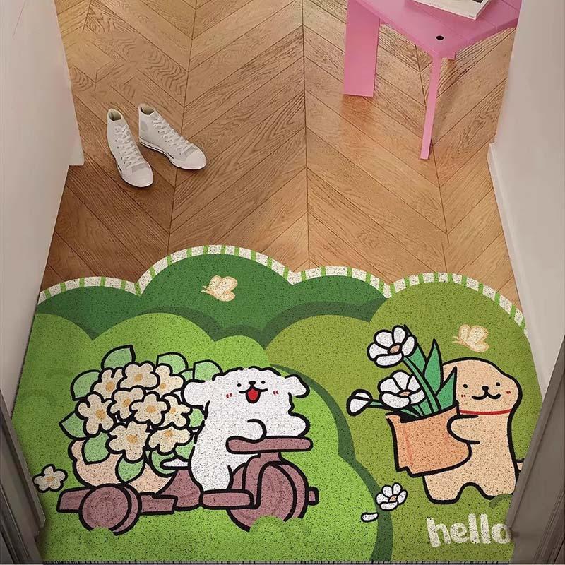 Cartoon Puppy Entry Door Floor Mat Can Be Cut Silk Circle Scraping Mud Rubbing Soil Door Floor Mat Entry Door Mat
