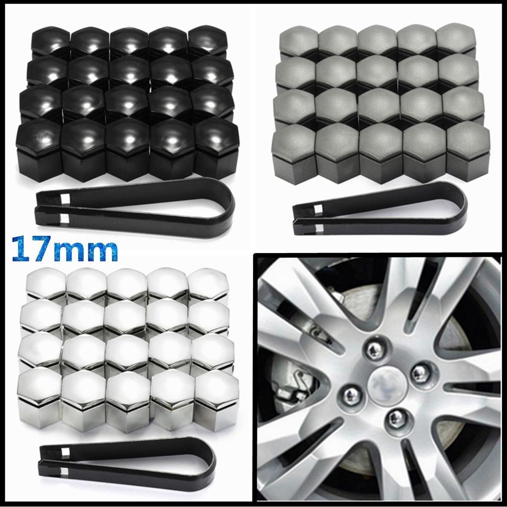 20 PC X Tornillos De Rueda De Silicona Taza Pernos Tuercas Tapas Cubre 17mm Gris Nueva En Caja