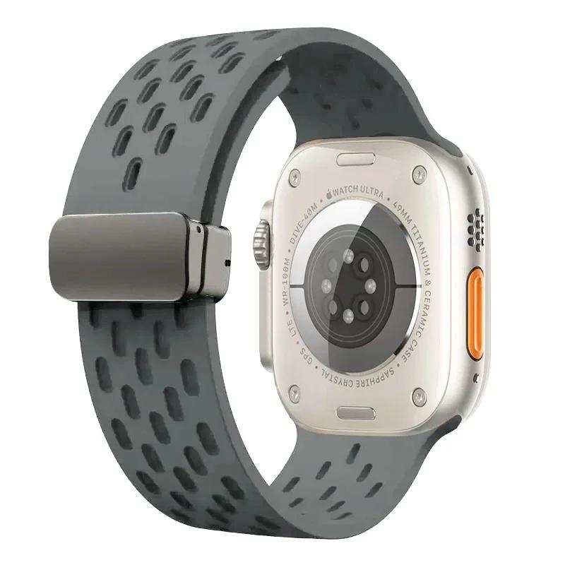 Magnetic Band For Apple watch ultra 2 Strap 49mm 44mm 40mm 42mm 44 45 mm Silicone Bracelet iWatch Series 9 7 8 se 6 5 41mm 45mm