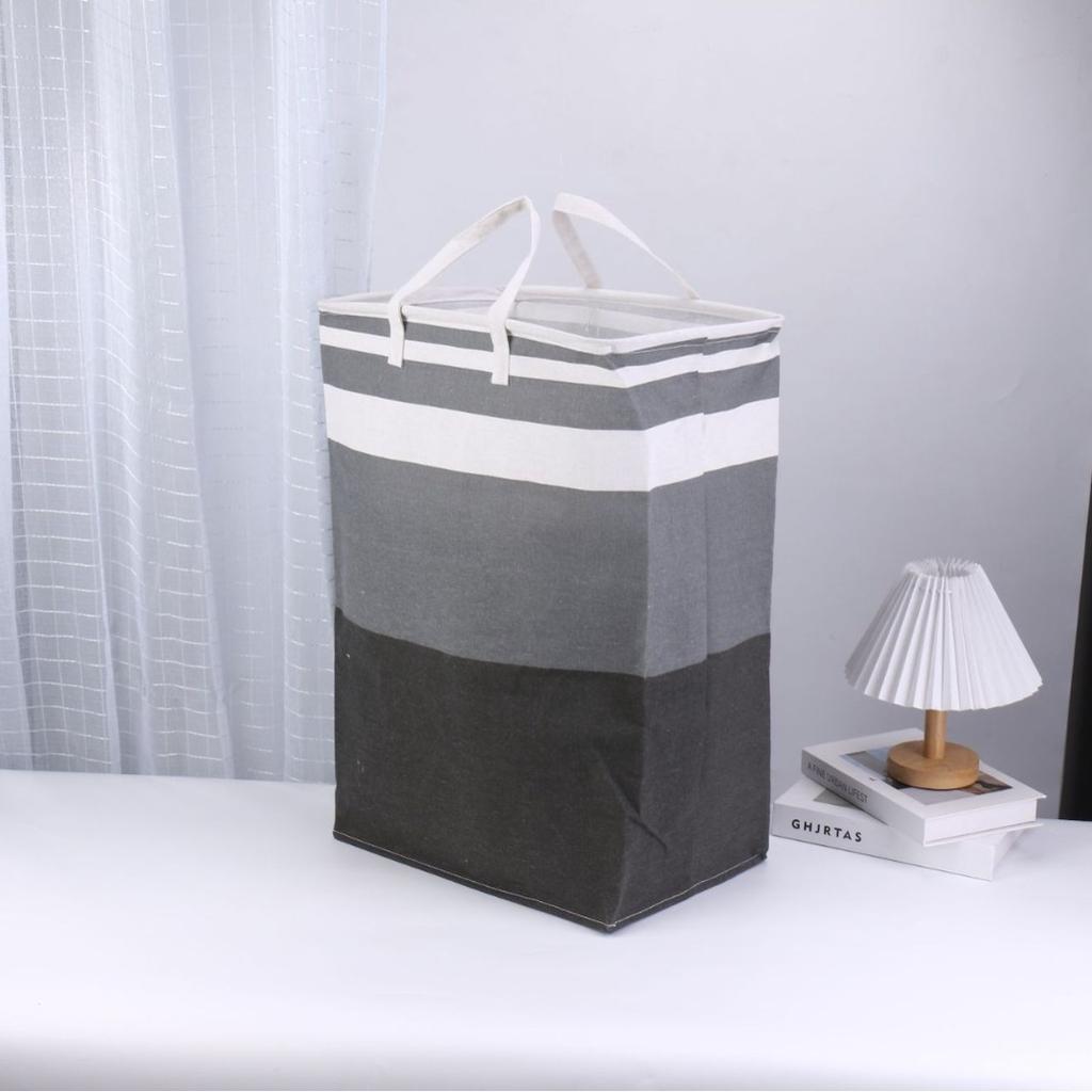 Opvouwbare Katoen Linnen Waszak met Houten Handvat Grote Opbergmand voor Kleding Duurzaam Polycotton Canvas Organizer