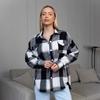 Damskie Koszule zapinane na guziki Długi rękaw Klasyczne w kratę Shackets Biznesowe Casualowe Bluzka Top Wiosna Jesień Oversize Boyfriend Luźny krój Koszule dla kobiet