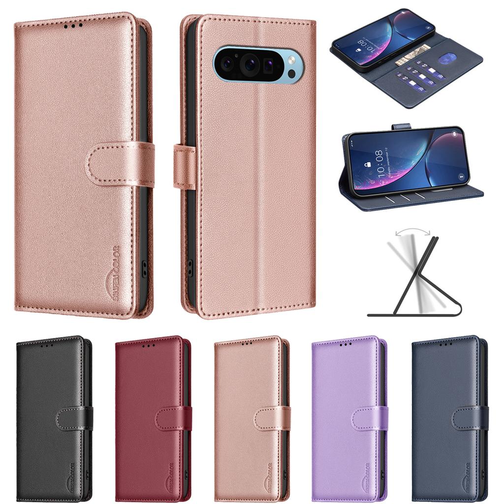 Portofel cu blocare RFID, model lici, piele PU, cu sloturi pentru carduri, husă de telefon pentru Google Pixel 8, Pixel 8a, Pixel 8 Pro, Pixel 9, Pixel 9 Pro