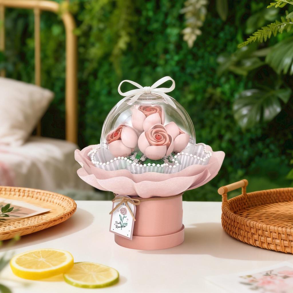 Diy Hand-assembled Flower Buildingblocks With Small Pieces, Everlasting Hand-held Flower Toys