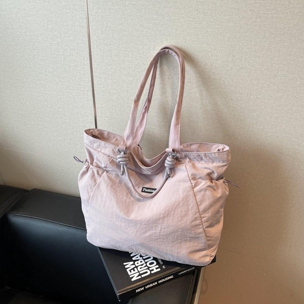Large Capacity Women's Totes Bag Solid Color Commuting Handbag Fashion Nylon Shoulder Bag  Girls