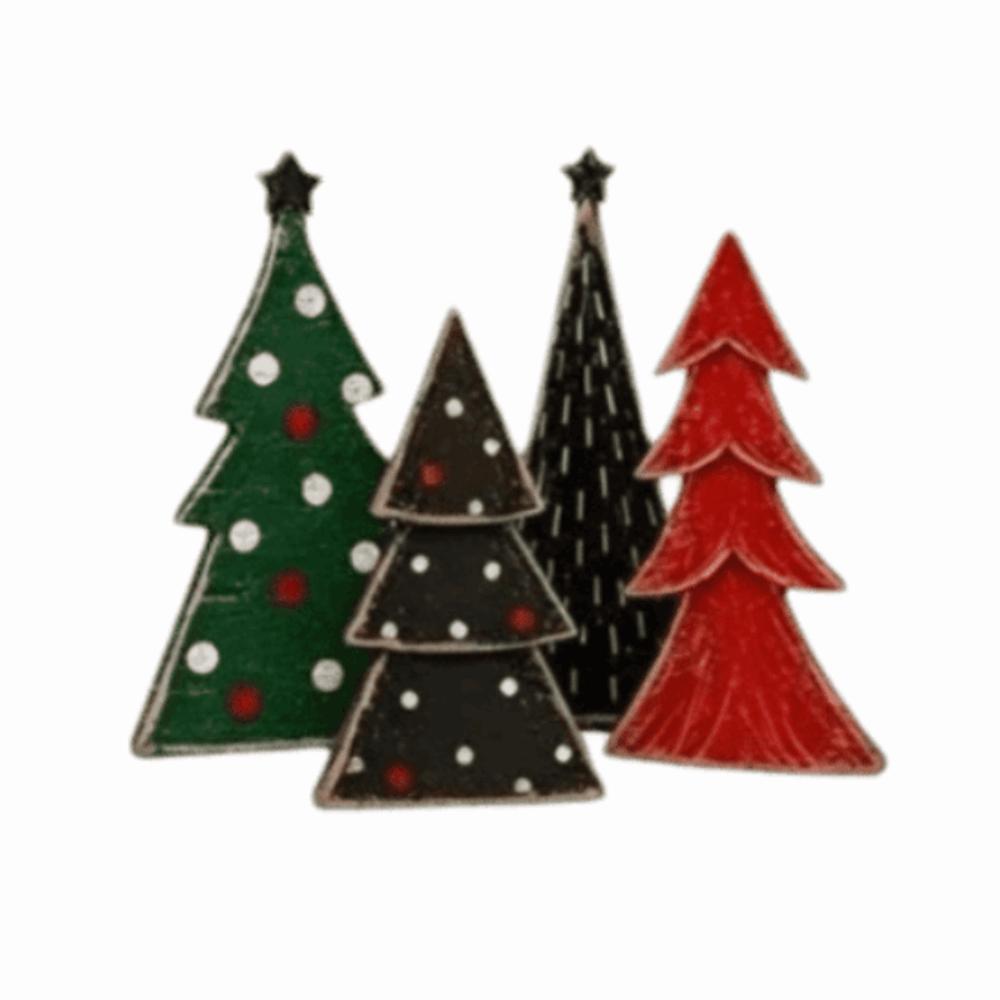 3/4/5pcs 2D Flat Wooden Christmas Tree Ornaments Tabletop Xmas Tree  Family Gathering