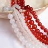 Grade A 4-14mm White & Red Agate Chalcedony Round Beads for Handmade Jewelry DIY